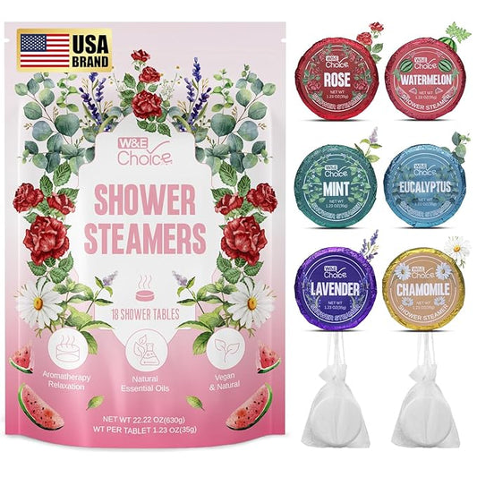W&E Choice Shower Steamers Aromatherapy 18 Pcs- Shower Bombs with Natural Essential Oils for Daily Relaxation & Stress Relief, Gift for Women & Men, Mom, Teen - Bloomnest