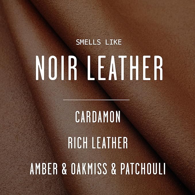 Noir Leather Candle I Scented Black Candles for Men or Women - Leather, Cardamon & Jasmine Soy Wax Mens Candle - Essential Oil Infused I Gifts for Men I Long 50Hr Burn, 9oz I Made in USA - Bloomnest