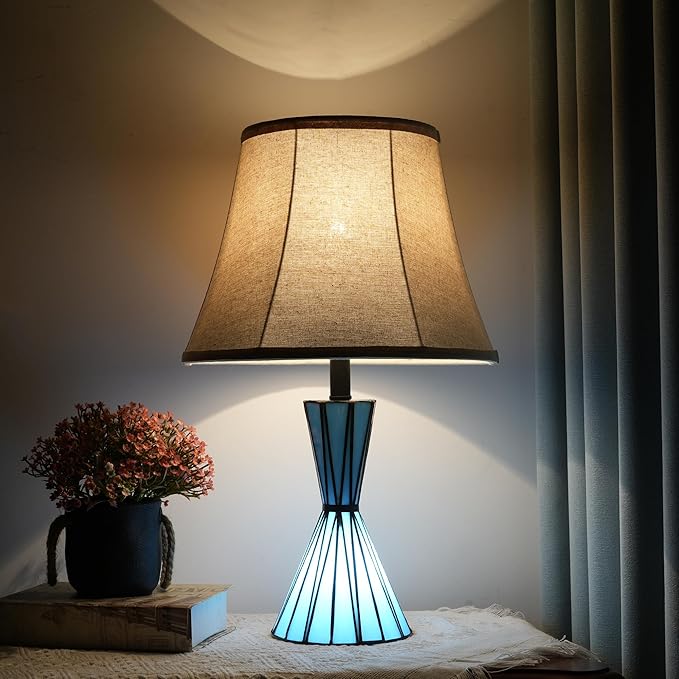 Set of 2 Table Lamps for Bedroom with Stained Glass Night Lights 21'' Bedside Table Lamps with 3-Way Dimmable Desk Lamps for Living Room Home Office - 2 LED Bulbs Included - Bloomnest