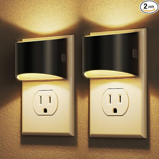 DORESshop LED Night Light[2 Pack], Night Lights Plug into Wall, 3 Level Brightness Adjustable Plug in Night Light, Dusk to Dawn Sensor, Nightlights for Adults, Bedroom, Bathroom, Hallway, 3000K - Bloomnest