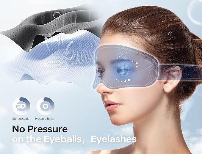 Sleep Mask with Headphones Bluetooth 5.4, TOPOINT 3D Eye Mask Blackout Breath Silk for Side Sleepers Women Men, Sleep Headphones Earphones HD Speaker Microphone for Travel Meditation Gift, CPAP Users - Bloomnest