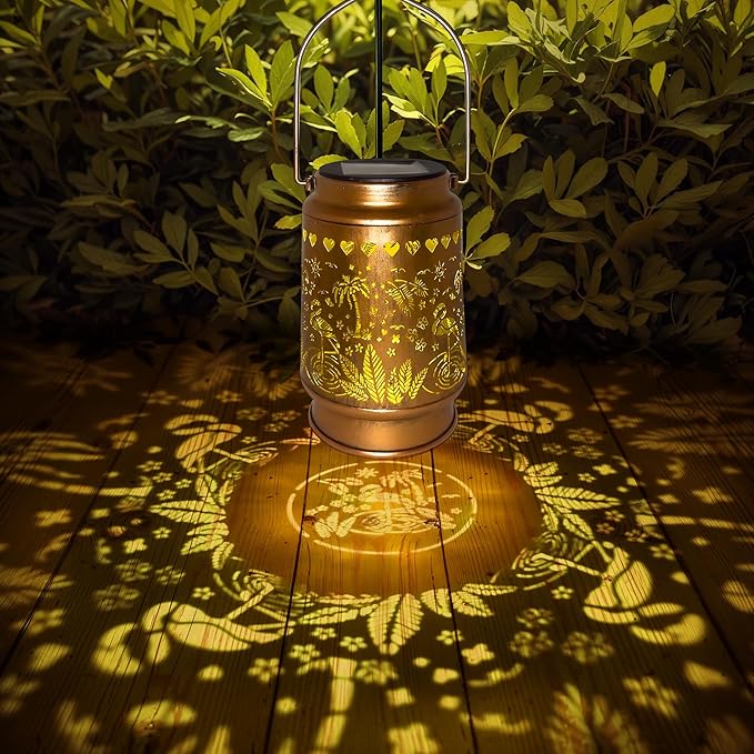 Lawn Social Solar Lanterns Outdoor Waterproof, Flamingos Metal Hanging Solar Lights for Outside, Garden Decor Birthday Gifts for Women Mom Grandma, Outdoor Lantern for Patio Yard Balcony Porch - Bloomnest