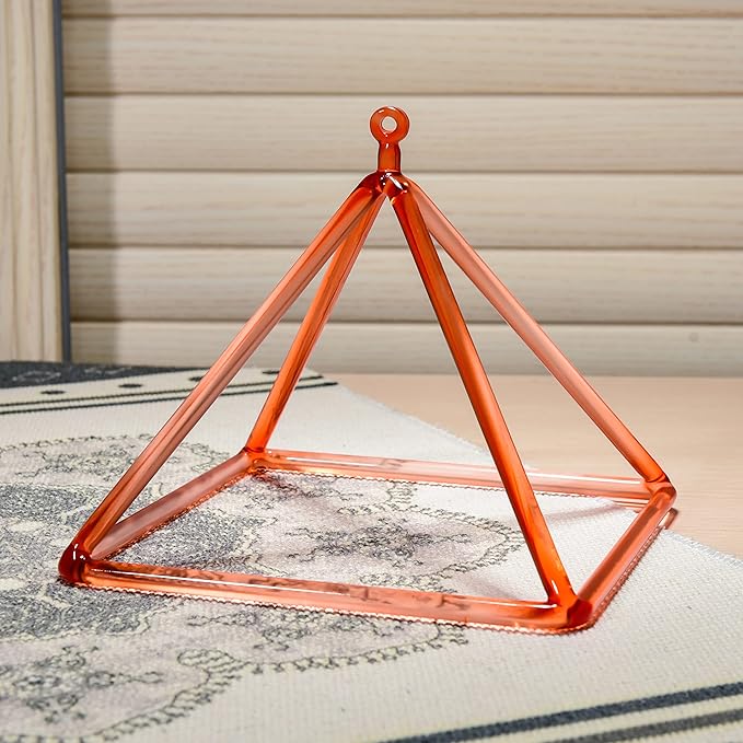 TOPFUND Orange Crystal Singing Pyramid 6 inch with Carrying Case and Quartz Suede Mallet