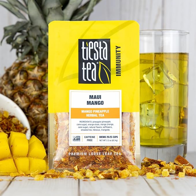 Tiesta Tea - Maui Mango | Loose Leaf | Mango Pineapple Herbal Tea | Premium Non-Caffeinated Fruit Blend | Make Hot or Iced & Brews Up to 25 Cups | 13.2 Ounce Resealable Pouch, Pack of 6 - Bloomnest