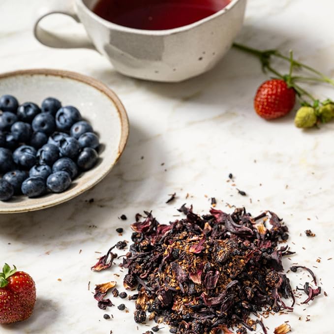Rishi Tea Blueberry Rooibos Herbal Tea - Organic, Caffeine Free Loose Leaf Tea, Sweet & Tangy with Antioxidants, Ideal for Hot or Iced Tea - 16 Ounces, 45+ Servings - Bloomnest