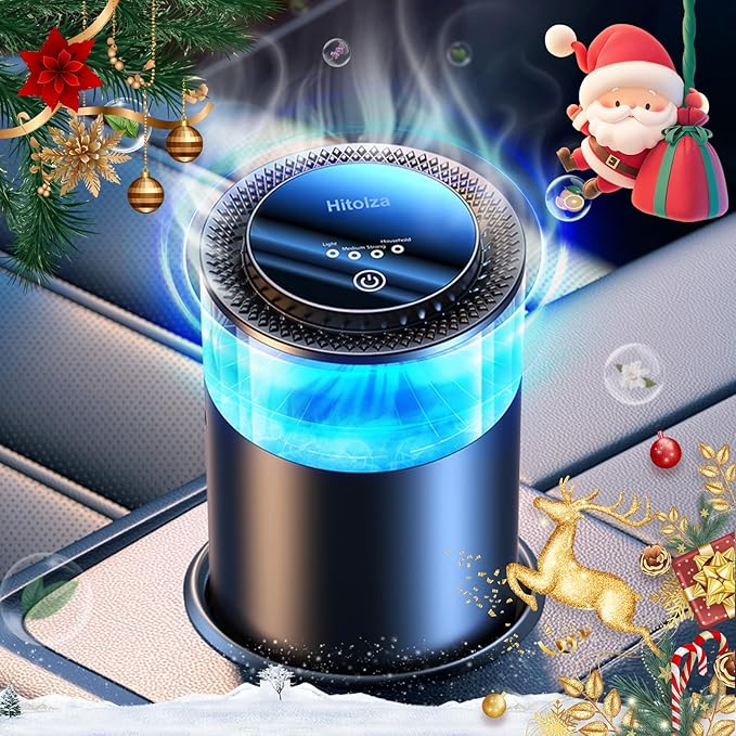 Smart Car Air Fresheners, Ambient Light & Mist Fragrance, Auto On/Off Car Air Freshener Diffuser, Adjustable Intensity, Lasts 6 Months, Built-in Battery, Premium Scents Refill X2 - Mystic Ice - Bloomnest
