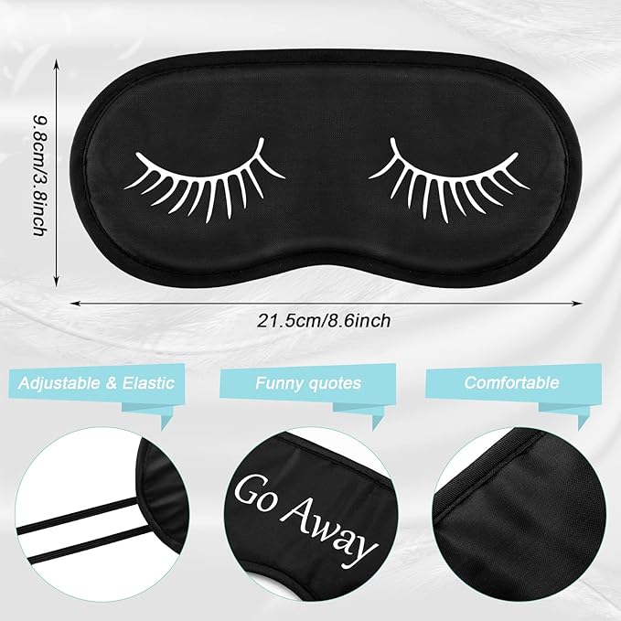 Eurzom 20 Pieces Funny Eye Sleeping Mask Bulk with Adjustable Strap Blackout Eye Sleep Mask for Night Blindfold Cover for Women Men(Black) - Bloomnest