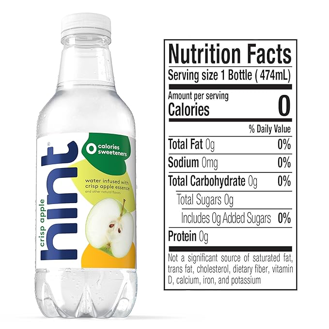 Hint Fruit-Infused Bottled Water, Crisp Apple - Sugar Free Flavored Water with Zero Calories, Naturally Flavored, and No Artificial Sweeteners - 16 Fl Oz (Pack of 12) - Bloomnest