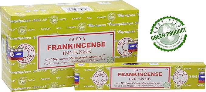 EARTH Satya Frankincense Incense Sticks 15 GMS (Pack of 12) (Green Certified) Indian Perfumed Hand Rolled Agarbatti Perfect for Worship,Relaxation, Medication. Earth