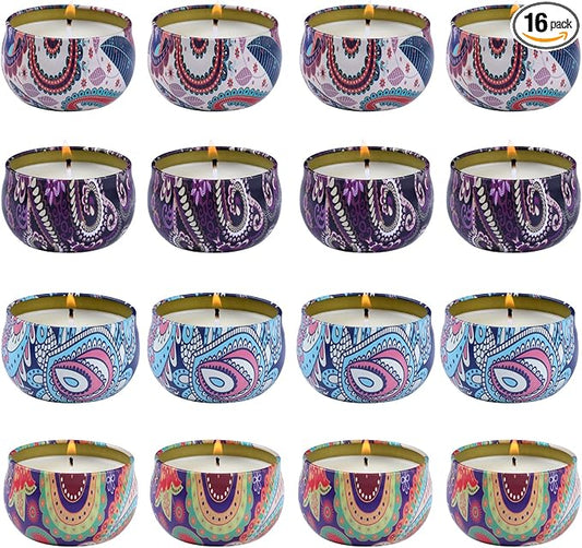 kedtui Scented Candles Gift Set, 16 Pack Aromatherapy Candle, Natural Soy Wax Travel Tin Candles for Home Scented, Ideal for Christmas, Birthday, Thanksgiving, Valentines Day Gifts - Bloomnest