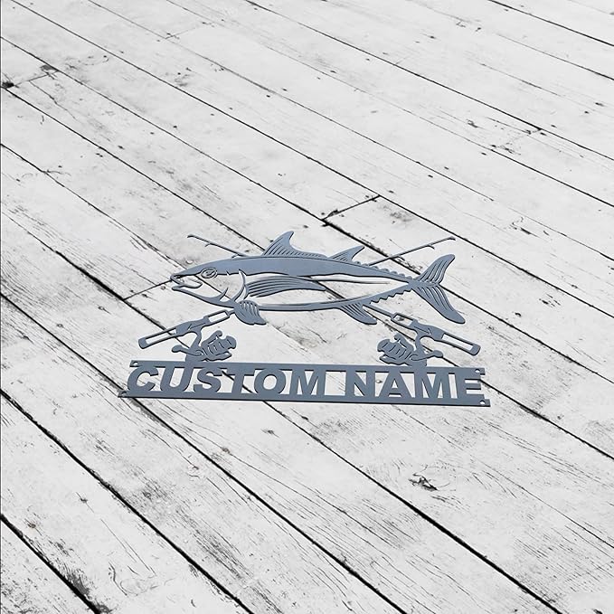 Marlin Fish Custom Metal Sign | Fishing Pole Wall Art Metal Signs Customized | Fisher Name Personalized Home Decor Sign | Custom Signs Outdoor Metal | Indoor Custom Wall Art | Personalized Wall Art - Bloomnest