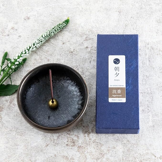 Asayu Japan Low Smoke Incense Gift Set with Incense Holder and Brass Stand, Agarwood Incense Sticks with Zen Holder - Bloomnest