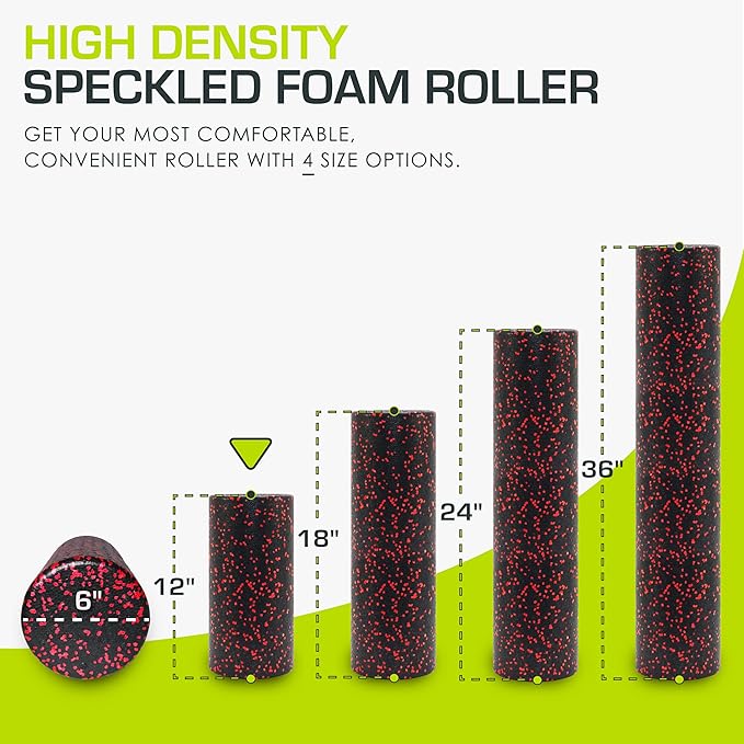 ProsourceFit High Density Foam Rollers 12 - inches Long, Firm Full Body Athletic Massage Tool for Back Stretching, Yoga, Pilates, Post Workout Muscle Recuperation, Black/Blue - Bloomnest