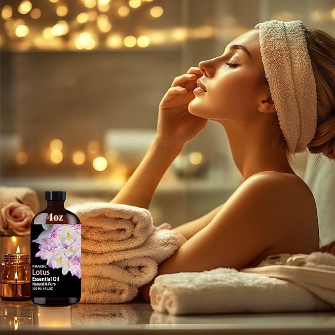 Lotus Essential Oil, Lotus Oil 4 Fl Oz 120ML for Diffuser Humidifier Yoga Cleaning DIY Candle Soap Making Perfume Gift for Women Essential Oils - Bloomnest