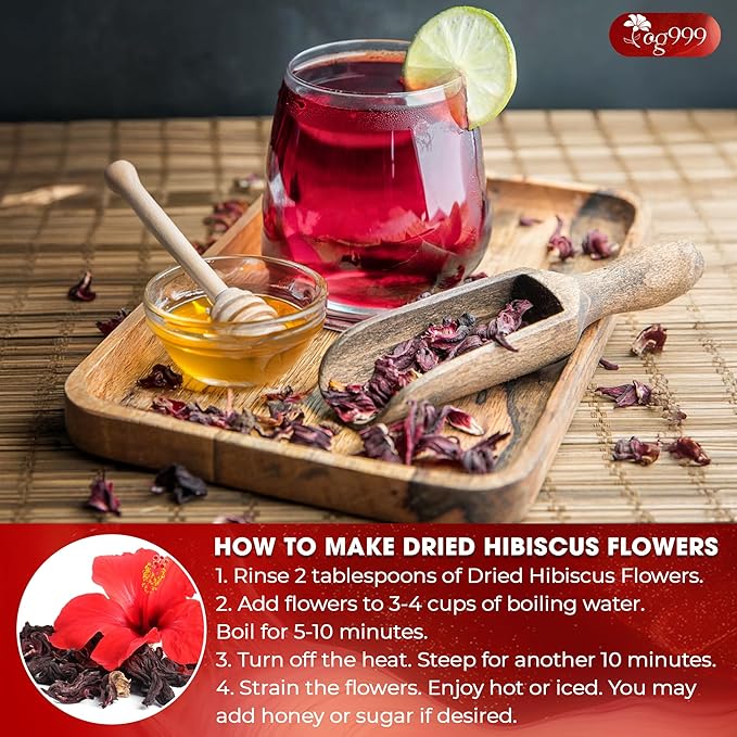 TOG999, Premium Hibiscus Flowers 16oz | Dried Petals | Naturally Caffeine-Free Herbal Tea | Vibrant Color & Tart Floral Flavor | Non-GMO, Gluten-Free, Vegan | Perfect for Tea, Beverages, and Crafts - Bloomnest