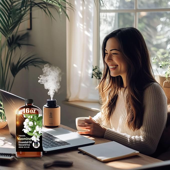 Jasmine Essential Oil, Jasmine Oil 16 Fl Oz 480 ML for Diffuser Humidifier Yoga Cleaning DIY Candle Soap Making Perfume Gift for Women Essential Oils - Bloomnest