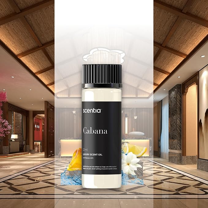 Scentia Hotel Diffuser Oil Inspired by 5-Star Hotel Scent - 20 mL 0.67 fl oz - Fragrance Oil Blend Botanical Jasmine, Bergamot & Fresh Marine Notes for Aromatherapy Diffusers - Cabana - Bloomnest