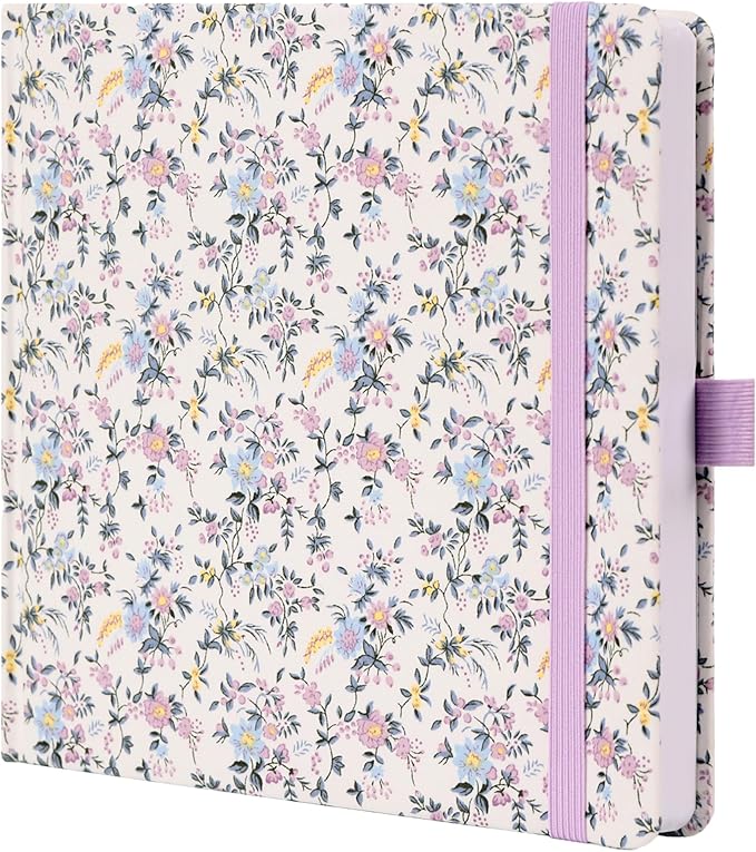 TIEFOSSI Dotted Journal Notebook, Dot Grid Notebook for Women Men, Fabric Flower Journal, 160 GSM Thick Paper, 160 Numbered Pages, 8 x 8 Square Diary - Bloomnest