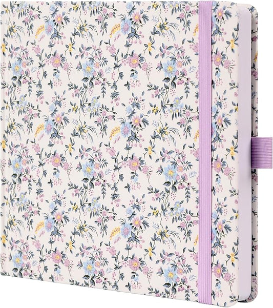TIEFOSSI Dotted Journal Notebook, Dot Grid Notebook for Women Men, Fabric Flower Journal, 160 GSM Thick Paper, 160 Numbered Pages, 8 x 8 Square Diary - Bloomnest