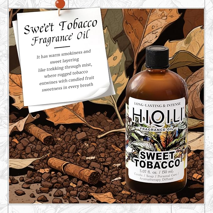 HIQILI Sweet Tobacco Fragrance Oil for Home Essential Oil Diffuser, Candle, Soap, Perfume & Body Scrubs Making, Rich Scent - 5.07 Fl Oz - Bloomnest