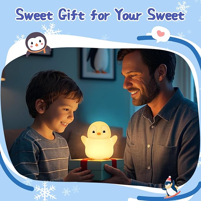 YuanDian Penguin Night Light, Cute Animal Themed Gifts for Adults and Teens. Decorate Bedrooms with Silicone Penguin Toy Nightlights, Christmas Birthday Gift for All - Bloomnest
