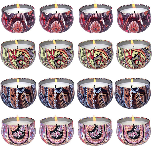 16 Pack Scented Candles Gift Set, Natural Soy Wax Travel Tin Candles for Home Scented, Ideal for Christmas, Birthday, Thanksgiving, Valentines Day Gifts