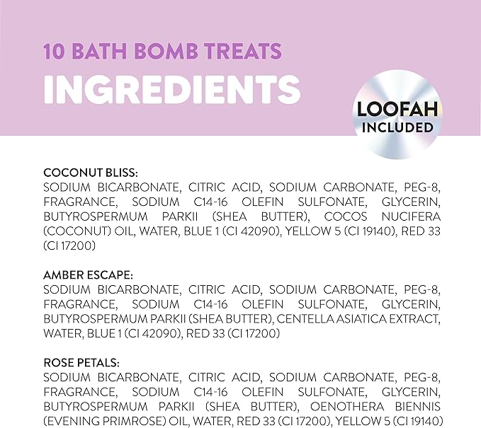 Onyx Professional Hydrating Bath Bomb Gift Set, 2 Pack - Includes 20 Bath Bombs and 2 Loofahs, Nourishes for Smooth Skin, Made with Shea Butter - Bloomnest