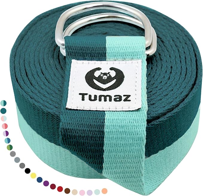 Tumaz Yoga Strap/Stretch Bands [15+ Colors, 6/8/10 Feet Options] with Extra Safe Adjustable D-Ring Buckle, Durable and Comfy Delicate Texture - Best for Daily Stretching, Physical Therapy, Fitness - Bloomnest