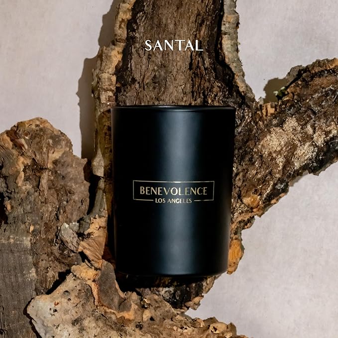 Benevolence LA Santal Scented Candle | Soy Christmas Candles, Black Candle for Home | Holiday Candles Gifts for Women and Men | Home Fragrance | Aromatherapy | Bathroom Freshener | 10oz - Bloomnest