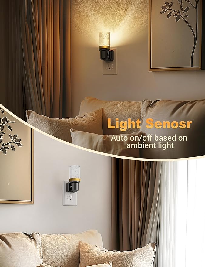 JandCase Night Light, Dimmable Night Lights Plug into Wall, Auto On/Off Light Sensor Nightlight, 3000K Warm White 0-100LM Brightness LED Nightlight, Bathroom Night Light Hallway Bedroom Decoration - Bloomnest