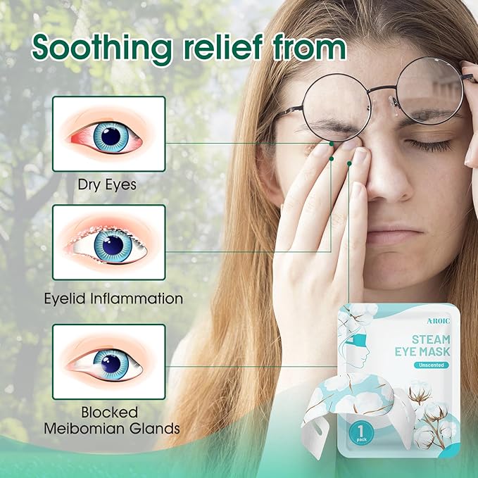 AROIC 60 Pack Steam Eye Masks Disposable for Dry Eyes, Heated Eye Mask Warm Compress for Eyes, Relaxation Gifts, Travel Essentials - Lavender, Unscented, Chamomile, Rose - Bloomnest