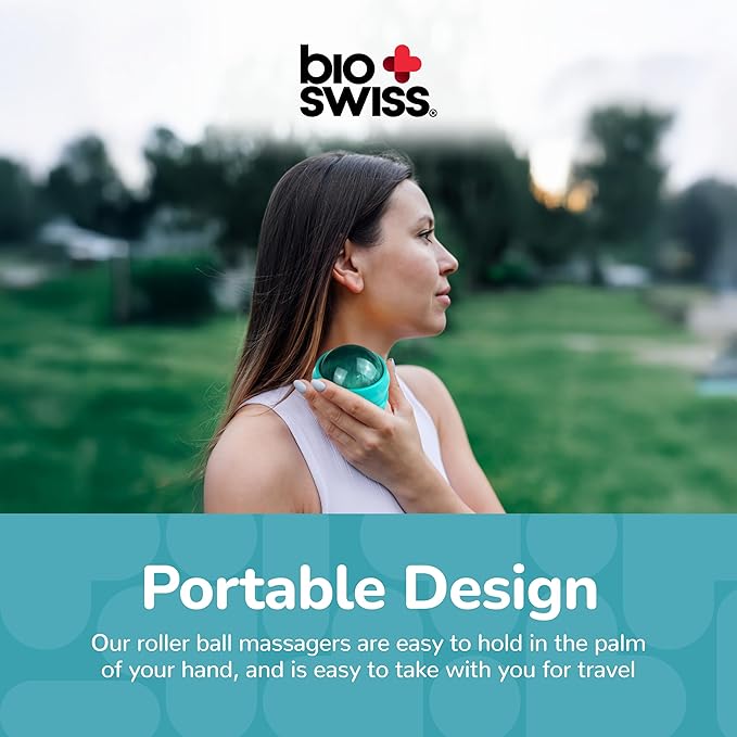 BioSwiss Roller Ball Massager, Handheld Full Body Massage Tool for Back, Legs, and Muscles Bioswiss