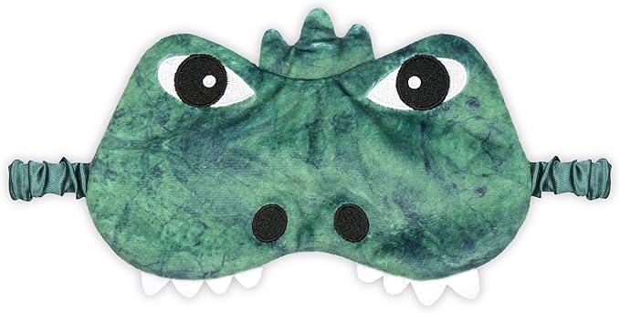 iscream Bedtime Buddies Satin-Lined Embroidered Silky Fleece Sleep Mask for Kids - Dino-Mite - Bloomnest