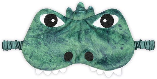 iscream Bedtime Buddies Satin-Lined Embroidered Silky Fleece Sleep Mask for Kids - Dino-Mite - Bloomnest