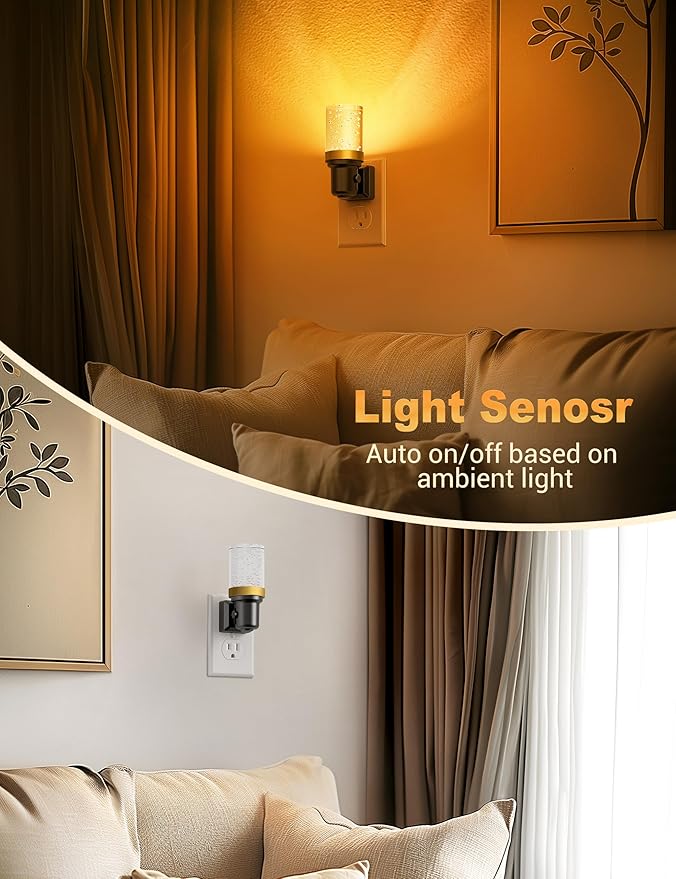 JandCase Night Light Amber, Dimmable Night Lights Plug into Wall, Auto On/Off Light Sensor Nightlight, 0-100LM Brightness LED Night Light, Bathroom Hallway Bedroom Decoration - Bloomnest