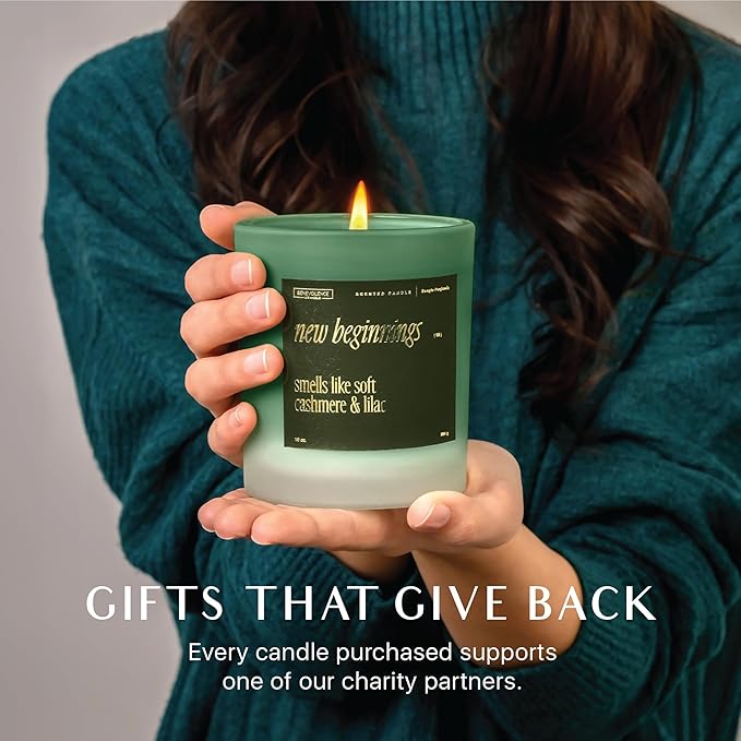 Benevolence LA New Beginnings Scented Candles | 10 oz, 40-50 Hour Burn, New Home Candle | House Warming Gifts for Women, Friends | Gift Idea for Promotion, Retirement - Notes of Cashmere & Lilac - Bloomnest