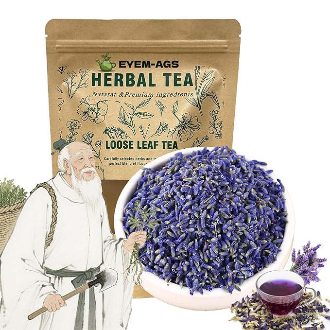 Organic Lavender Flowers，Lavender Tea Bags, 60 Teabags -Culinary Grade 100% Natural Edible Herbal Flowers Tea (100g/3.52oz) - Bloomnest