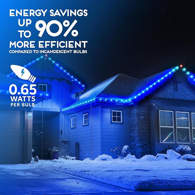 HLO Lighting Set of 25 Blue C9 Faceted LED Christmas Light Bulbs for Indoor & Outdoor Use | Durable Replacement Bulbs - Bloomnest