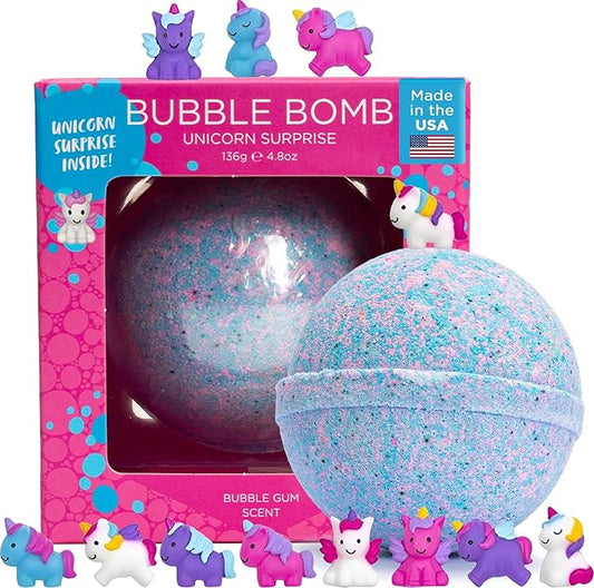 Unicorn Bath Bomb for Girls with Surprise Squishy Toys Inside by Two Sister - Large Bubble Bombs for Kids - Moisturizes Dry Sensitive Skin, Releases Color, Scent, Bubbles - Ideal Gift by Two Sisters - Bloomnest