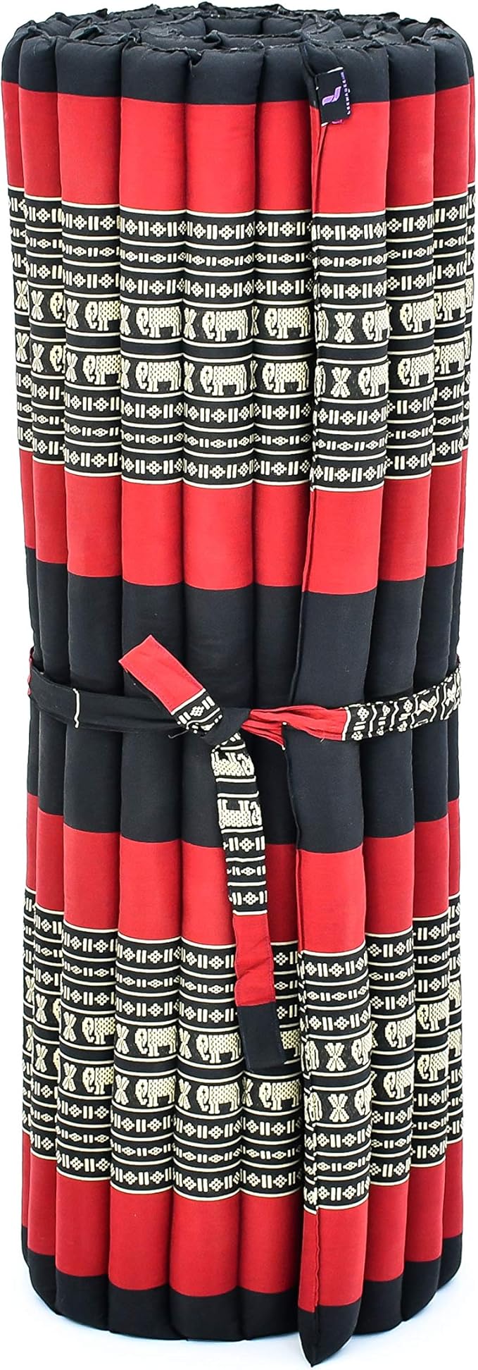 Leewadee - Kapok Roll Mat – Handcrafted Folding Sleep & Relaxation Mattress from Thailand, Ideal as Guest Bed, Camping Mat, Yoga Mat or Traditional Futon, 75 x 39 inches, Black Red - Bloomnest