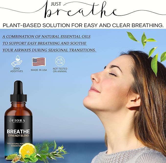 Breathe Essential Oil for Diffuser - Essential Oil Blend with Eucalyptus Peppermint Tea Tree and Peppermint, Breathe Easy Essential Oil for Humidifier, Rub, and Aromatherapy - Bloomnest