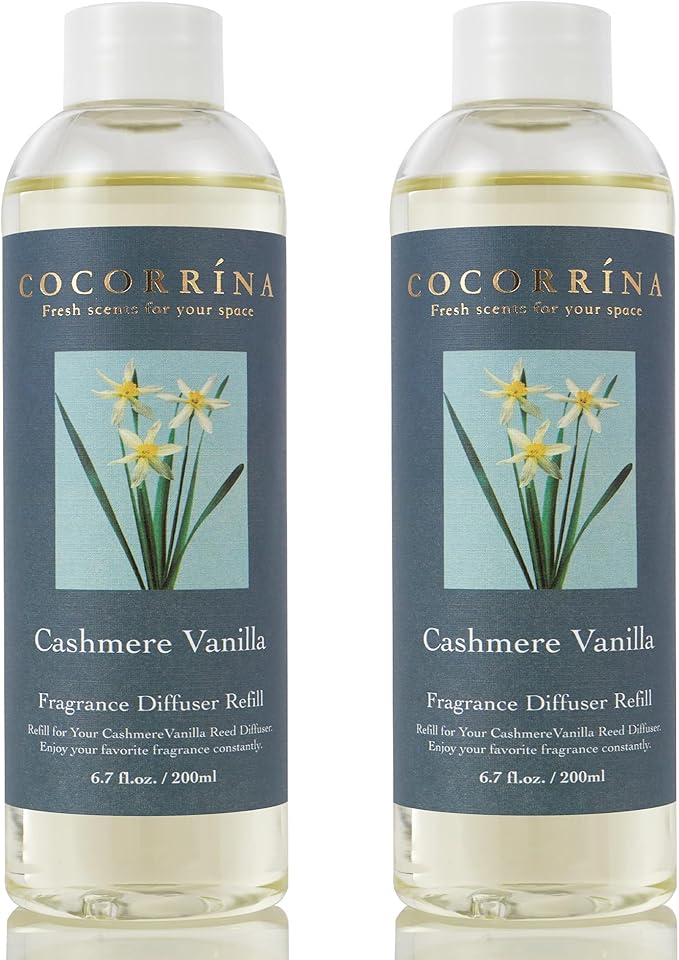 Cocorrína Reed Diffuser Refill - Cashmere Vanilla 6.7 oz / 2 Packs Reed Diffuser Oil Refill - Bloomnest