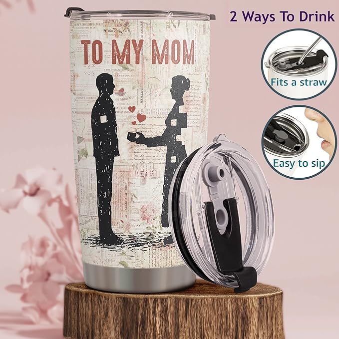Macorner Mothers Day, Birthday Gifts for Mom, Women & Christmas Gifts From Son, Kids, Stainless Steel Tumbler 20oz - Bloomnest