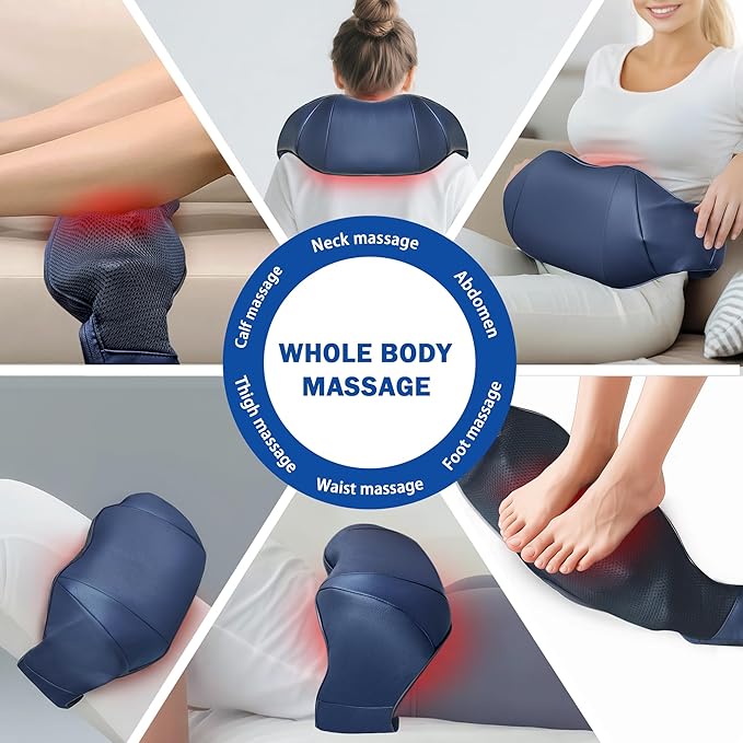 Joyset Shiatsu Neck and Back Massager with Heat,Electric Shoulder Massager for Pain Relief Deep Tissue,3D Kneading Massage with Cloth Cover Easy to Clean (Blue) - Bloomnest
