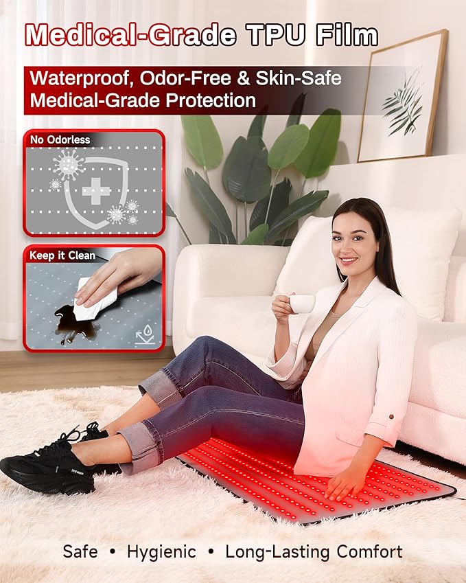 Medical-Grade TPU Red Light Therapy Mat for Body, Infrared Light Therapy with 660nm & 850nm LEDs, Light Therapy Blanket for Back & Joint Comfort, FSA&HSA Eligible, 400 LEDs, 38" x 23.6" KAOUDT-BestRedLightTherapyDevices