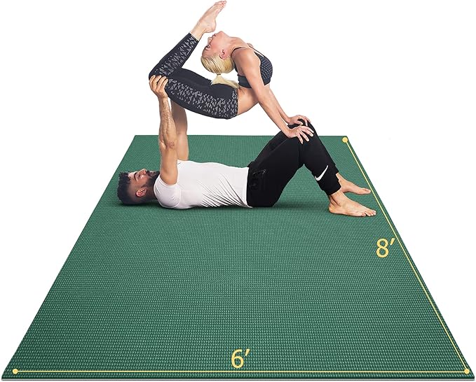 GXMMAT Large Yoga Mat 12'x6'/10'x6'/6'x8'(7mm), Extra Thick Workout Mats for Home Gym Flooring, Ultra Comfortable Non-Slip Quick Resilient Barefoot Wide Exercise Mat for Pilates, Stretching,Meditation - Bloomnest