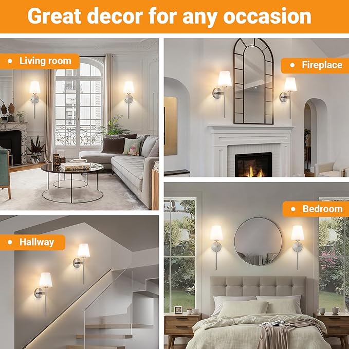 Battery Operated Wall Sconces Set Of 2, Wireless Battery Wall Light With 10000mAh RGB Rechargeable Magnetic Bulb, Rechargeable Wall Sconce With Remote Control For Bedroom, No Electrician Required - Bloomnest