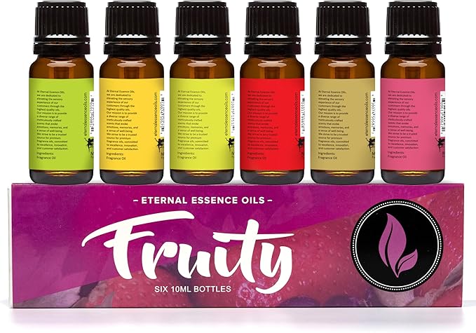 Eternal Essence Oils Fruity Set of 6 Premium Fragrance Oils - Includes Apple, Mango Madness, Honeydew Melon, Strawberry, Pear, and Grapefruit Scented Oil - 10ML - Bloomnest