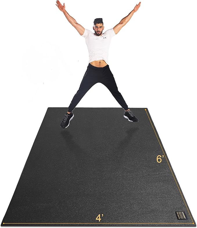 GXMMAT Large Exercise Mat 6'x4'/6'x5'/6'x6'(7mm), Thick Workout Mats for Home Gym Flooring, Extra Wide Non-Slip Durable Cardio Mat, Shoe Friendly, Perfect for Plyo, MMA, Jump Rope, Weights, Fitness - Bloomnest