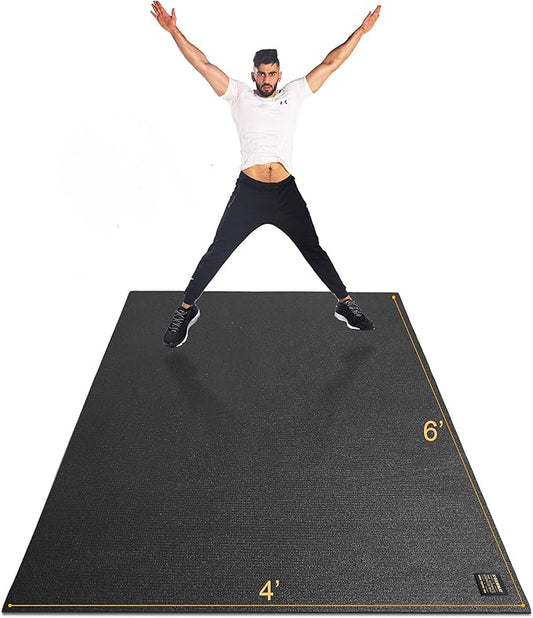 GXMMAT Large Exercise Mat 6'x4'/6'x5'/6'x6'(7mm), Thick Workout Mats for Home Gym Flooring, Extra Wide Non-Slip Durable Cardio Mat, Shoe Friendly, Perfect for Plyo, MMA, Jump Rope, Weights, Fitness - Bloomnest